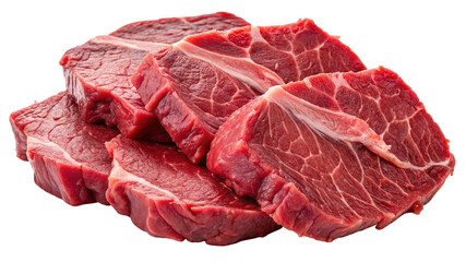 Stack of Fresh Raw Beef Chuck Steaks on a Black Background