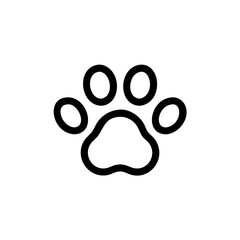 Fototapeta premium Simple Black Paw Print Icon on White Background 