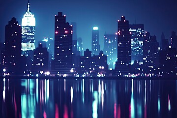 City lights reflecting on water at night (1)