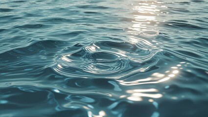 Photorealistic top-down view of ocean water surface with gentle ripples and glare