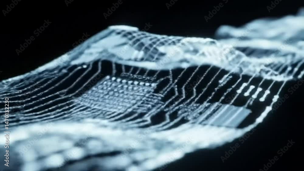 Poster abstract topographic landscape animation with layered lines and dark background