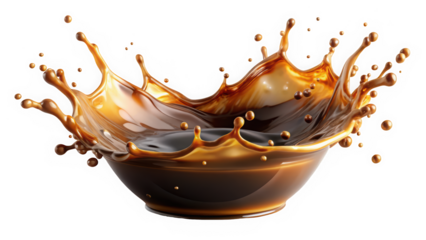A dynamic splash of rich brown liquid in a sleek bowl, capturing the essence of motion and energy. The scene evokes a sense of excitement and indulgence.