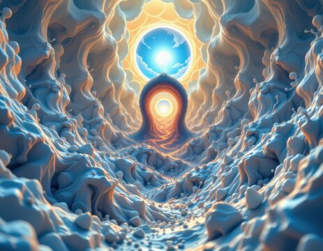 imagine a mesmerizing puter generated abstract technology image that transports viewers into a three dimensional fractal texture wonderland