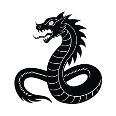 Fototapeta premium Vector illustration of a fierce dragon with sharp teeth and spiked back isolated on white background
