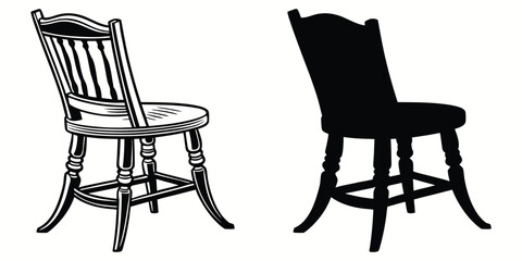 Chair silhouettes and icons. black flat color simple elegant Chair vector and illustration.