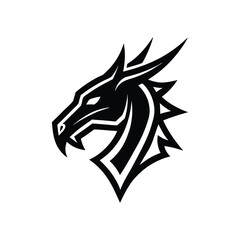 Powerful black and white dragon head illustration perfect for esports logos and gaming team branding