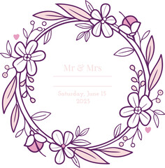 Wedding Date Circle with Coral Accents