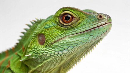 closeup of green lizard with large eyes detail