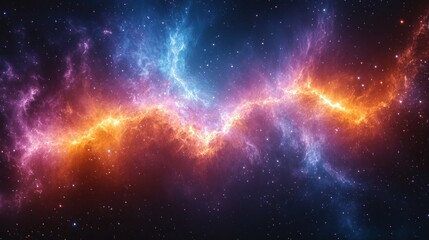 Cosmic nebulae clashing in vibrant colors