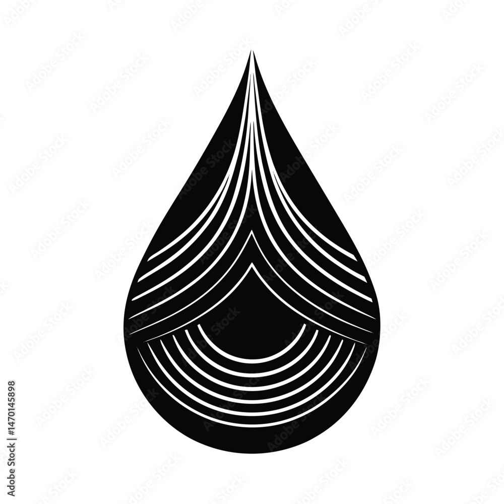 Poster abstract black and white teardrop shape with elegant geometric design for branding and graphic proje