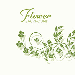 Green floral design features a vector pattern of leaves and flowers, a natural spring illustration for eco decoration or frame art