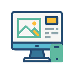 Desktop Computer Icon Representing Digital Workspace and Modern Office Environment