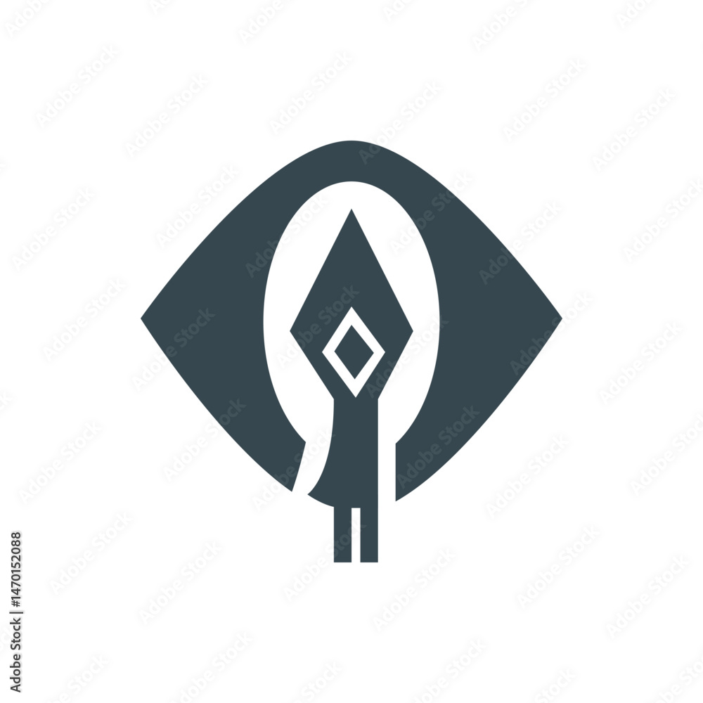 Aufkleber stylized eye with a geometric figure inside and a shape resembling legs below it in a simple design
