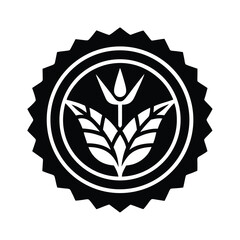 Elegant black and white wheat emblem suitable for agriculture food and organic product branding design