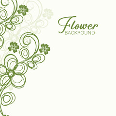 Obraz premium Green floral vector design with leaf and butterfly elements forms an abstract nature pattern for spring decoration or card art