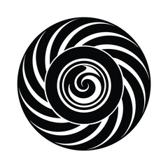 Abstract black and white swirl design with concentric spirals and circular shape suitable for decoration