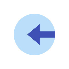 A light blue circle containing a dark blue arrow pointing to the left side of the frame illustration