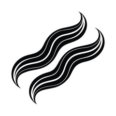 Abstract black and white graphic illustration of stylized hair or flowing lines design elements