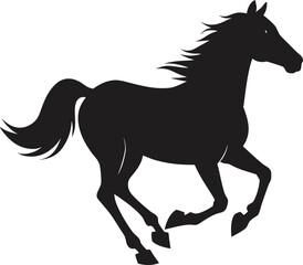 a silhouette of a running horse vector art