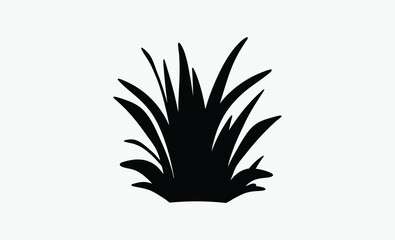 grass clump silhouette, curved blade vector, organic grass shape, black white grass, natural plant outline, wild grass icon, simple grass patch