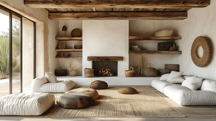 Rustic firelit room with nature tones high resolution images