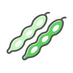 Obraz premium Edamame Soybean Pod Icon – Healthy Snack and Plant-Based Food Symbol Vector