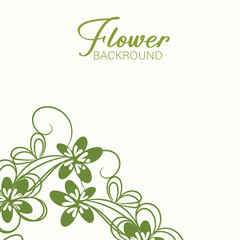 Green abstract floral design with spring flowers, leaves, and ornate vector elements for a natural pattern decoration