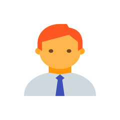 Illustration of a person with orange hair wearing a shirt and tie in a simple flat design style image