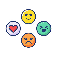 Fototapeta premium Emoji Reactions Icon – Social Emotions and Expression Symbol Vector