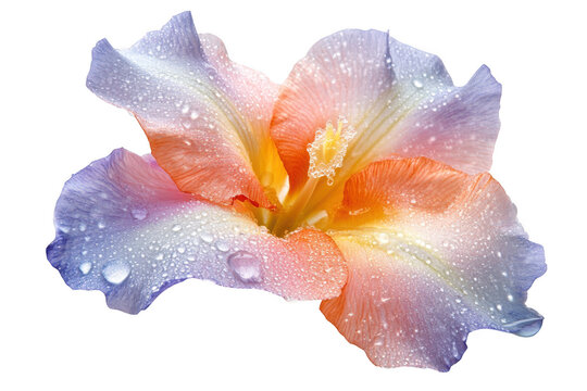 Colorful gladiolus flower with water droplets isolated on transparent background - Powered by Adobe