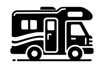 Naklejka premium Minimalist Truck Motorhome Icon Logo Black Vector
