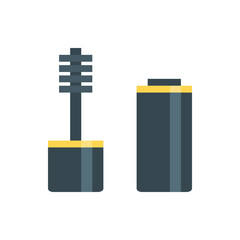 Illustration of a mascara tube with a wand applicator, showcasing cosmetic makeup product in simple style