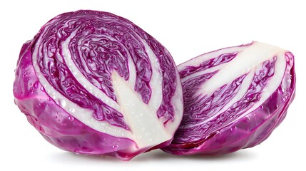 Vibrant Red Cabbage Halves with Fresh  Juicy.
