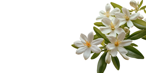 Generative Ai has created an image of isolated white jasmine flowers on a transparent background