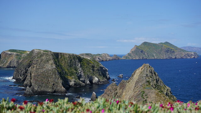 Landscape view of Channel Islands in California on a sunny day