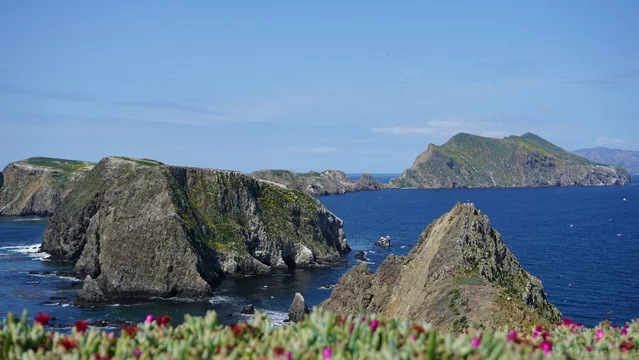 Landscape view of Channel Islands in California on a sunny day