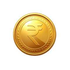 Golden Coin with Embossed Indian Rupee Symbol – Transparent PNG" 