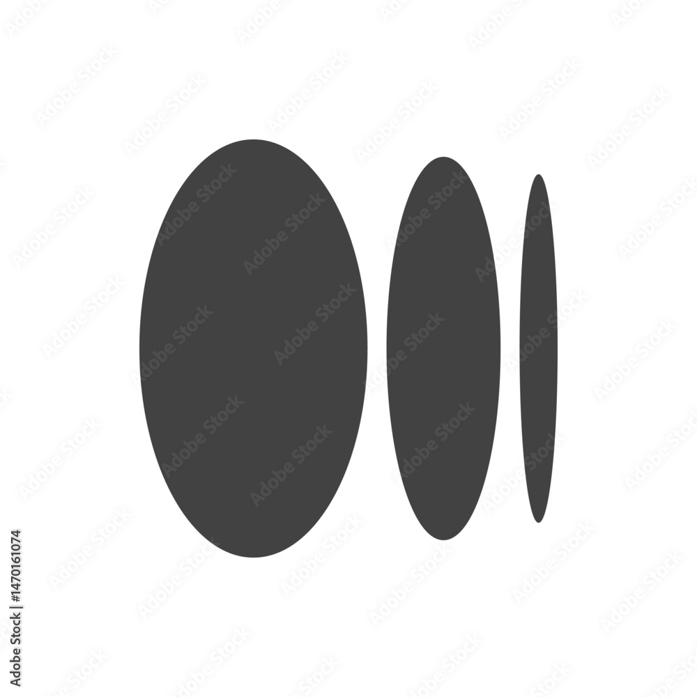 Poster three gray ellipses arranged horizontally with varying degrees of elongation on a white background s