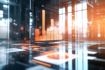 Futuristic digital interface with data visualization