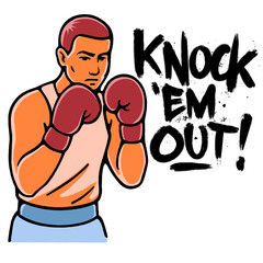 Illustration of a boxer throwing a punch with the motivational quote 