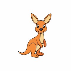 Cute cartoon kangaroo illustration standing isolated on a white background