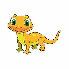 Fototapeta premium Cheerful cartoon gecko vector illustration standing smiling on white background