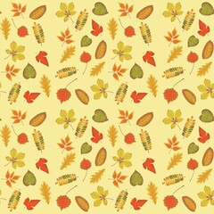 Colorful leaf seamless pattern