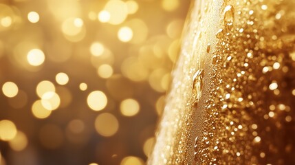 Golden bubbles rise in a champagne glass, celebrating life's sparkling moments.