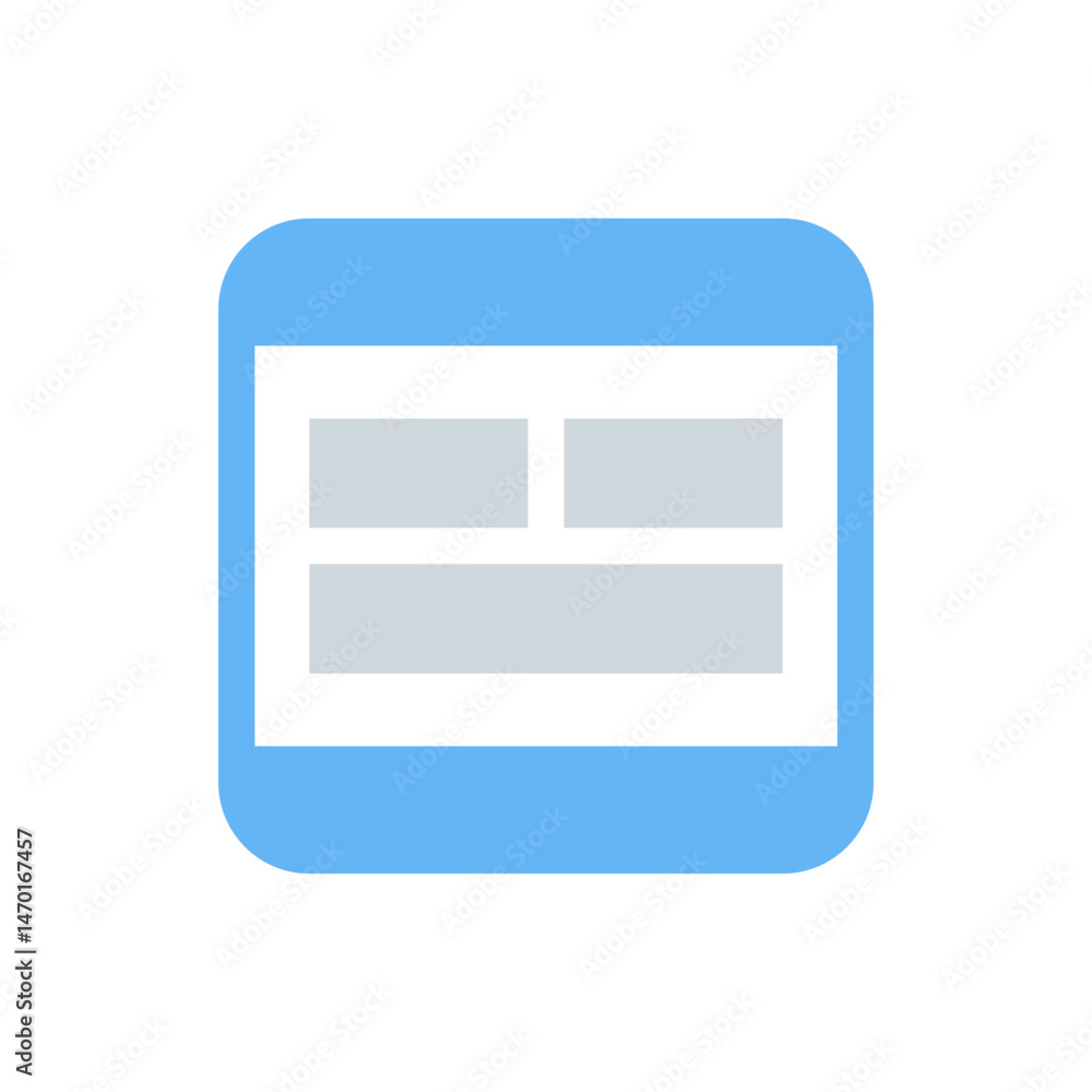 Poster a simple layout with a light blue rounded square border containing a white rectangle with gray secti