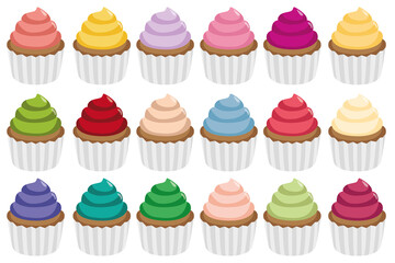 Colorful Cupcakes with Frosting