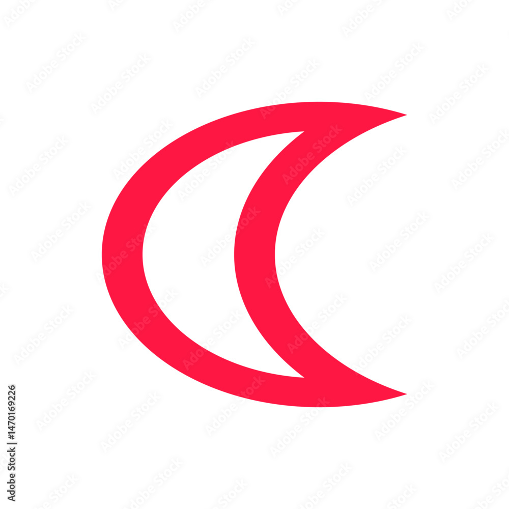 Poster a curved red crescent shape with a white background creating a simple yet elegant minimalist design 