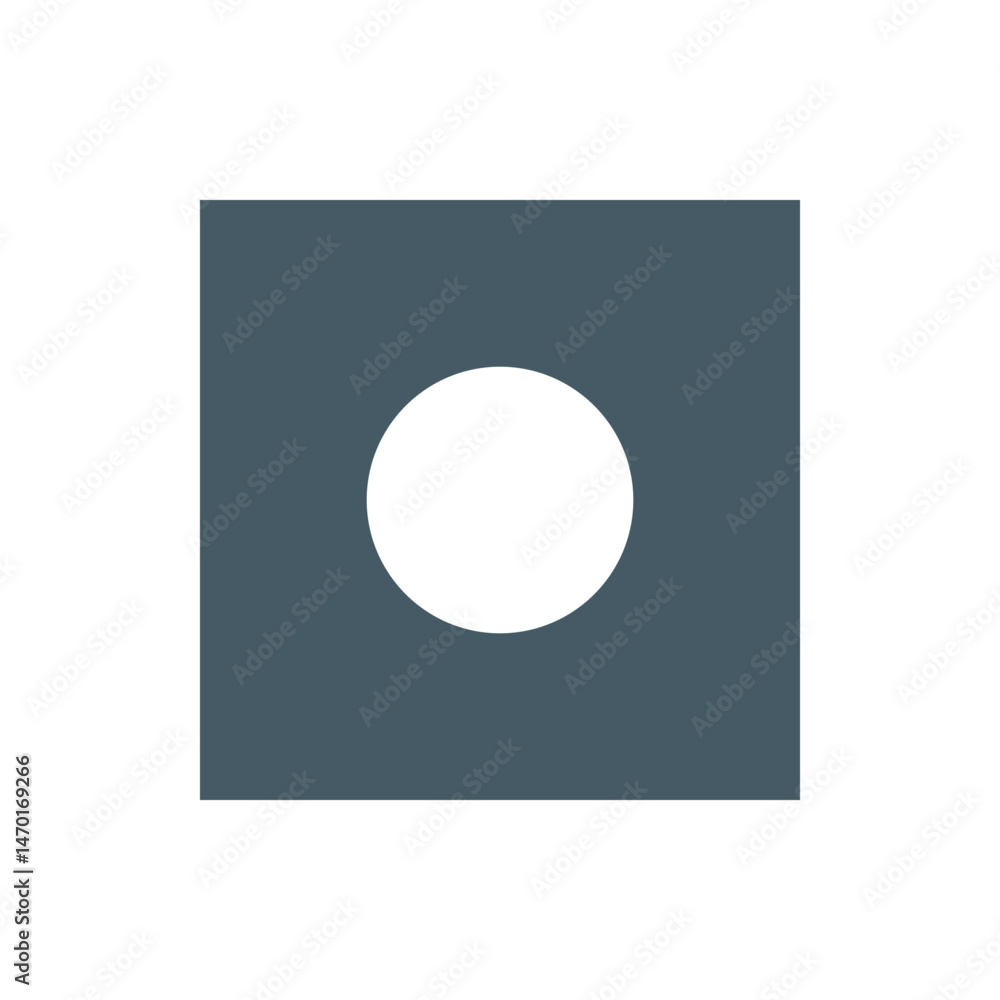 Poster a simple graphic of a white circle centered on a gray square creating a modern and minimalist design
