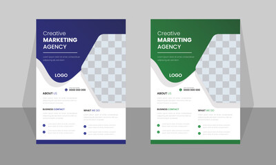 Corporate Marketing Agency Flyer Template in Blue and Green Color Variants

