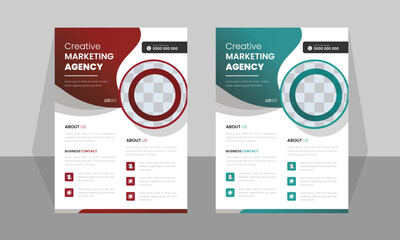 Corporate Marketing Agency Flyer Template – Red and Blue Design Layout


